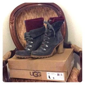 Women’s UGG suede and wool-lined fashion boots